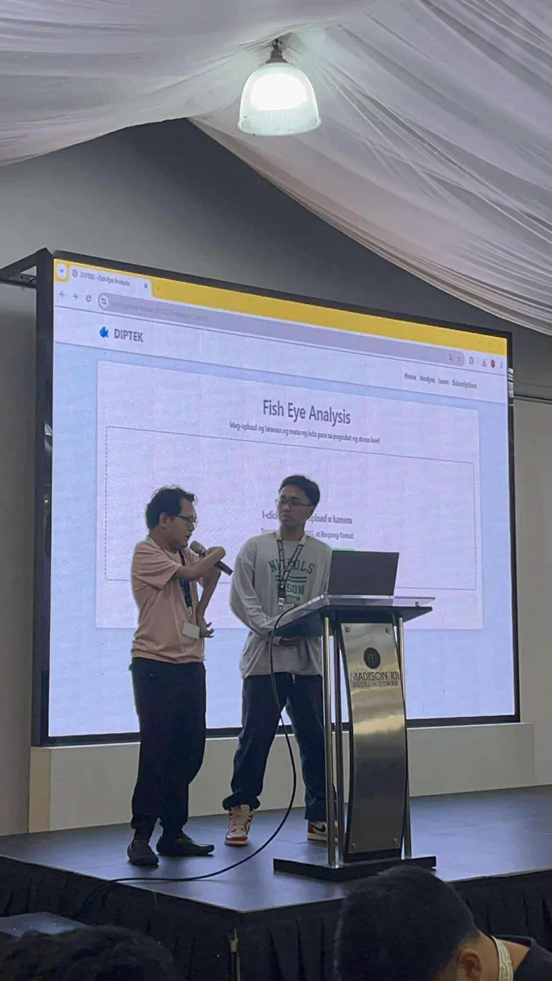 Demoing the DIPTEK Fish Eye Analysis web app on a large screen